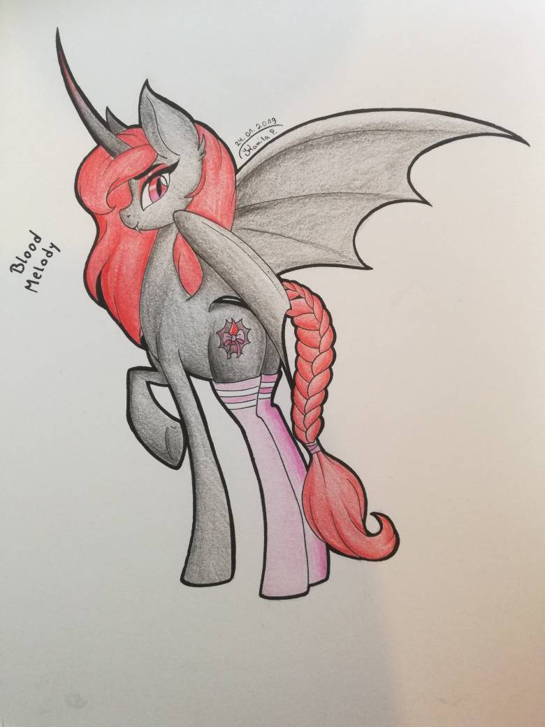 safe, artist:princesslunka10, oc, oc:blood melody, alicorn, bat