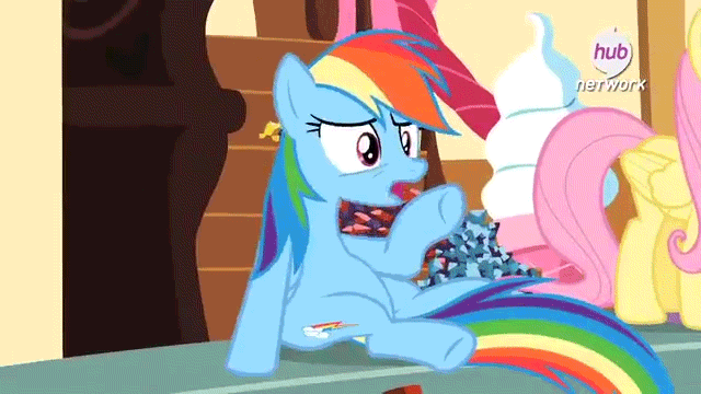 574351__safe_rainbow+dash_fluttershy_animated_hub+logo_chubby_belly_useless+source+url_spoiler-colon-s04e18_maud+pie+(episode).gif