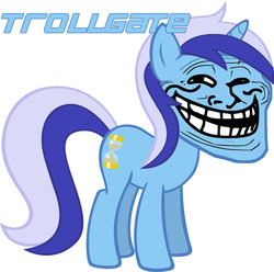 Size: 900x894 | Tagged: artist needed, source needed, safe, minuette, pony, unicorn, g4, female, mare, pun, simple background, solo, trollface, u mad, white background