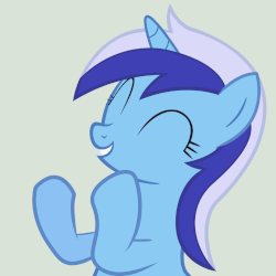 Size: 770x770 | Tagged: safe, artist:mihaaaa, minuette, pony, unicorn, g4, animated, clapping, clapping ponies, clopplauding, cute, eyes closed, female, gif, gray background, happy, mare, minubetes, reaction image, show accurate, simple background, smiling, solo