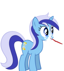 Size: 575x632 | Tagged: source needed, safe, edit, minuette, pony, unicorn, g4, brush, female, mare, messy, paint.net, palindrome get, show accurate, simple background, solo, toothbrush, toothpaste, transparent background