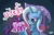 Size: 855x550 | Tagged: safe, artist:don-ko, trixie, twilight sparkle, pony, unicorn, boast busters, g4, clothes, cute, duo, duo female, female, food transformation, hat, horn, inanimate tf, jellight sparkle, jello, jelly, mare, photoshop, pun, pure unfiltered evil, small horn, smiling, smirk, smug, text, transformation, trixie's hat, twiabetes, twilight sparkelley, u mad, wat