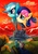 Size: 700x990 | Tagged: safe, artist:lavosvsbahamut, bon bon, lyra heartstrings, sweetie drops, earth pony, pony, unicorn, g4, cloud, colored pencil drawing, crossover, duo, featured image, female, lesbian, macross, mare, mountain, parody, photoshop elements, poster, robotech, sdf 1, ship:lyrabon, shipping, smiling, traditional art
