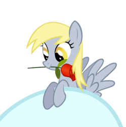 Size: 3500x3514 | Tagged: dead source, safe, artist:keinzantezuken, derpy hooves, pegasus, pony, fall weather friends, g4, 2011, cloud, female, flower, high res, mare, mouth hold, photoshop, rose, show accurate, simple background, smiling, solo, transparent background, underp