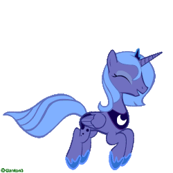 Size: 1000x1000 | Tagged: safe, artist:tukari-g3, princess luna, alicorn, pony, animated, artifact, crown, cute, eyes closed, female, gif, happy, hoof shoes, jewelry, jumping, jumpy, lunabetes, mare, open mouth, pronking, regalia, s1 luna, silly, silly pony, simple background, smiling, solo, transparent background