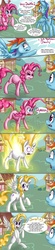 Size: 552x2500 | Tagged: dead source, safe, artist:starlightspark, pinkie pie, rainbow dash, surprise, earth pony, pegasus, pony, comic:pinkie pie's hidden talent, g1, g4, adoraprise, colored pupils, comic, cute, dashabetes, dialogue, diapinkes, dragon ball, dragon ball z, duo, female, g1 to g4, generation leap, looking at you, mare, paint tool sai, palindrome get, pinkie being pinkie, scared, speech bubble, super form, super saiyan, surprise being surprise, sweat, this explains everything, this will end in parties, transformation, xk-class end-of-the-world scenario