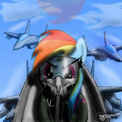 Size: 1800x1800 | Tagged: dead source, safe, artist:scratch42, rainbow dash, pegasus, pony, g4, air force, aircraft, american flag, aviator goggles, breathing mask, clothes, cockpit, female, fighter, fighter pilot, flight suit, goggles, jet, jet fighter, mare, mig-29, military, oxygen mask, palindrome get, photoshop, pilot, pilot dash, plane, respirator, solo