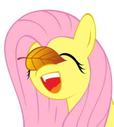 Size: 4384x4868 | Tagged: safe, artist:stardustxiii, fluttershy, pegasus, pony, g4, absurd resolution, autumn, cute, daaaaaaaaaaaw, eyes closed, female, happy, leaf, mare, open mouth, show accurate, shyabetes, simple background, smiling, solo, transparent background, weapons-grade cute