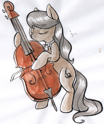 Size: 586x700 | Tagged: source needed, safe, artist:php27, octavia melody, earth pony, pony, g4, bow (instrument), bowtie, cello, eye clipping through hair, eyebrows, eyebrows visible through hair, eyes closed, female, mare, musical instrument, solo, traditional art, watercolor painting