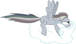Size: 2984x1734 | Tagged: safe, artist:brycehebert, rainbow dash, pegasus, pony, g4, the return of harmony, cloud, discorded, female, floppy ears, hooves, mare, on a cloud, photoshop, rainbow ditch, show accurate, simple background, solo, spread wings, transparent background, wings
