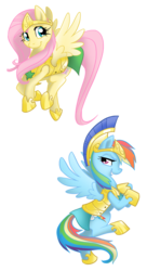 Size: 1500x2750 | Tagged: safe, artist:equestria-prevails, fluttershy, rainbow dash, pegasus, pony, g4, armor, cute, duo, duo female, female, guardsmare, helmet, hoof shoes, mare, royal guard armor, simple background, stars, transparent background, wings, wip