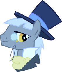 Size: 1140x1336 | Tagged: safe, artist:recu153, caesar, count caesar, earth pony, pony, 360, bust, classy, clothes, hat, index get, inkscape, looking back, male, monocle, portrait, profile, simple background, smiling, solo, stallion, top hat, transparent background, vector