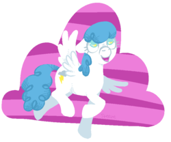Size: 743x618 | Tagged: safe, artist:steeve, lightning bolt, white lightning, pegasus, pony, g4, adobe imageready, cloud, female, flying, happy, lineless, mare, open mouth, open smile, simple background, smiling, solo, spread wings, stripes, transparent background, wings