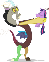 Size: 1193x1506 | Tagged: safe, artist:mattyhex, discord, twilight sparkle, draconequus, pony, unicorn, g4, the return of harmony, duo, female, holding a pony, inkscape, mare, plushie, price tag, show accurate, simple background, transparent background, twilight sparkle plushie, unicorn twilight, vector