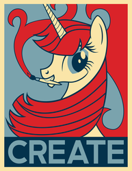 Size: 2550x3300 | Tagged: safe, artist:pageturner1988, oc, oc only, oc:fausticorn, alicorn, pony, adobe imageready, alicorn oc, bust, female, high res, hope poster, lauren faust, looking at you, mare, paintbrush, portrait, poster, solo
