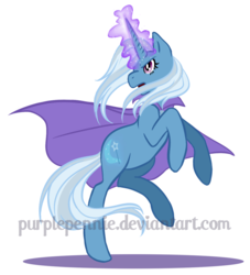 Size: 935x1031 | Tagged: safe, artist:fantaprime, trixie, pony, unicorn, g4, action pose, cape, clothes, female, glowing horn, horn, magic, mare, rearing, simple background, solo, trixie's cape, watermark, white background