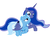 Size: 1000x818 | Tagged: safe, artist:theparagon, princess luna, trixie, alicorn, pony, unicorn, g4, caring, crying, duo, female, happy, lesbian, looking at each other, luxie, mare, palindrome get, prone, shipping, simple background, teary eyes, white background, wing blanket