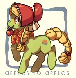 Size: 570x582 | Tagged: dead source, safe, artist:maybirds, granny smith, earth pony, pony, family appreciation day, g4, apple, female, filly, photoshop, solo, square, young granny smith