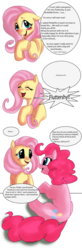 Size: 900x2750 | Tagged: safe, artist:black-namer, fluttershy, pinkie pie, earth pony, pegasus, pony, g4, blushing, comic, dialogue, duo, duo female, female, fourth wall, mare, simple background, transparent background, white background