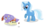 Size: 3000x1900 | Tagged: safe, artist:the smiling pony, trixie, oc, unnamed oc, pony, unicorn, g4, angry, clothes, duo, female, filly, foal, glowing horn, hat, horn, inkscape, levitation, magic, mare, paint.net, rock, simple background, telekinesis, transparent background, trixie's hat, vector