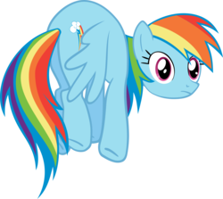 Size: 2805x2500 | Tagged: safe, artist:the smiling pony, rainbow dash, pegasus, pony, bridle gossip, g4, season 1, butt, female, high res, inkscape, looking at you, mare, micro, plot, rainbow teeny, rainbutt dash, simple background, solo, spread wings, tiny, transparent background, vector, wings