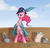 Size: 810x780 | Tagged: safe, artist:alipes, madame leflour, pinkie pie, rocky, sir lintsalot, bird, earth pony, pony, ask pinkie pierate, g4, bicorne, bipedal, featureless crotch, female, hat, hilarious in hindsight, mare, pirate, smiling
