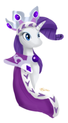 Size: 735x1325 | Tagged: dead source, safe, artist:asikku, princess platinum, rarity, pony, unicorn, g4, hearth's warming eve (episode), cape, clothes, crown, female, jewelry, looking at you, mare, regalia, simple background, solo, transparent background
