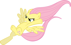 Size: 4000x2513 | Tagged: safe, artist:brainchildeats, fluttershy, pegasus, pony, g4, lesson zero, season 2, angry, female, inkscape, kick, mare, simple background, solo, spread wings, transparent background, vector, wings