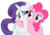 Size: 2000x1398 | Tagged: safe, artist:takua770, pinkie pie, rarity, earth pony, pony, unicorn, g4, hearth's warming eve (episode), my little pony: friendship is magic, :p, duo, female, hug, looking at each other, mare, no tail, photoshop, simple background, smiling, tongue out, transparent background, vector