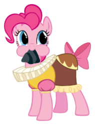 Size: 232x304 | Tagged: safe, artist:brainchildeats, chancellor puddinghead, pinkie pie, earth pony, pony, g4, hearth's warming eve (episode), .svg available, bow, cute, diapinkes, female, hearth's warming eve, mare, mouth hold, nom, picture for breezies, puffy cheeks, rock, simple background, smiling, solo, svg, transparent background, vector