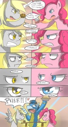 Size: 1500x2800 | Tagged: safe, artist:stupidyou3, derpy hooves, pinkie pie, soarin', earth pony, pegasus, pony, g4, the best night ever, clothes, comic, cupcake, cupcakes vs muffins, derpy hooves is not amused, female, male, mare, muffin, paint tool sai, pie, pinkie pie is not amused, spread wings, stallion, that pony sure does love cupcakes, that pony sure does love muffins, that pony sure does love pies, unamused, uniform, when she doesn't smile, wings, wonderbolts uniform