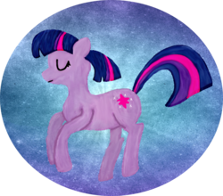 Size: 990x872 | Tagged: safe, artist:jenop12, twilight sparkle, earth pony, pony, g4, circle background, earth pony twilight, eyes closed, female, floating, gimp, hornless unicorn, mare, missing horn, painted, race swap, simple background, solo, stars, transparent background