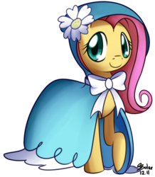 Size: 800x916 | Tagged: safe, artist:solar-slash, fluttershy, pegasus, pony, g4, secret of my excess, bow, cloak, clothes, female, flower, flower in hair, looking at you, mare, simple background, solo, transparent background