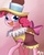 Size: 800x1000 | Tagged: safe, artist:solar-slash, chancellor puddinghead, pinkie pie, earth pony, pony, g4, clothes, costume, female, happy, hat, looking at you, mare, photoshop, smiling, solo
