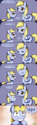Size: 900x3000 | Tagged: safe, artist:solar-slash, derpy hooves, dinky hooves, pegasus, pony, unicorn, g4, ..., comic, duo, female, filly, fourth wall, happy, looking at each other, looking at you, looking back, mare, paint tool sai, palindrome get, sad, smiling