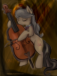 Size: 719x960 | Tagged: safe, artist:pdan4, octavia melody, earth pony, pony, g4, abstract background, bipedal, cello, colored, female, mare, musical instrument, solo