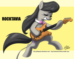 Size: 1800x1440 | Tagged: safe, artist:johnjoseco, octavia melody, earth pony, pony, g4, female, guitar, mare, musical instrument, playing instrument, rock (music), rocktavia, solo