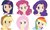 Size: 2000x1200 | Tagged: safe, artist:thelivingmachine02, applejack, fluttershy, pinkie pie, rainbow dash, rarity, twilight sparkle, human, g4, female, gimp, humanized, light skin, mane six, multicolored hair, rainbow hair, simple background, smiling, wallpaper, white background