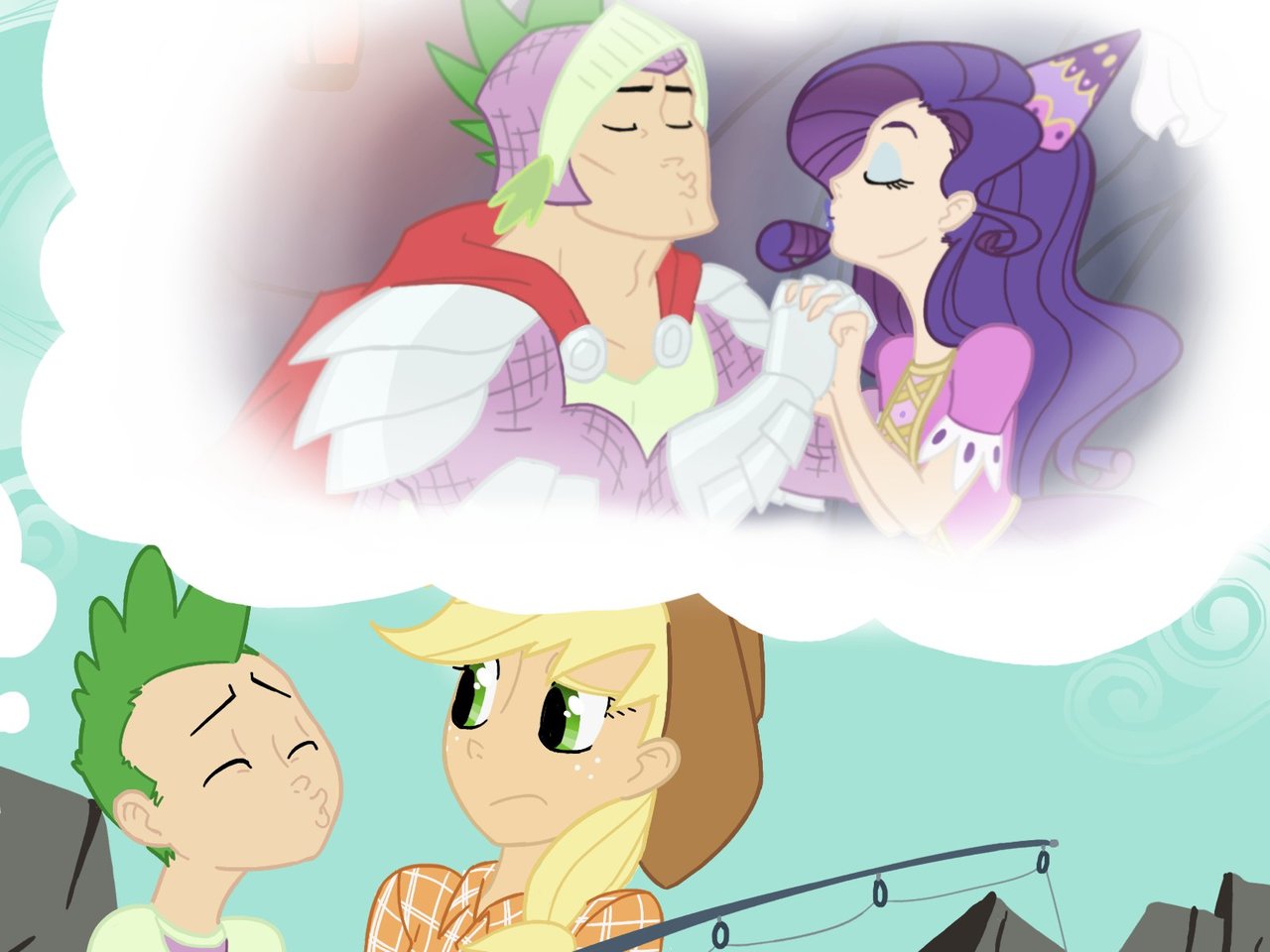 applejack, rarity, <b>spike</b>, human, a dog and pony show, g4, beefspike, daydre...