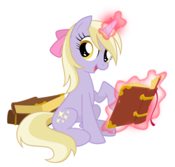 Size: 2000x1900 | Tagged: safe, artist:equestria-prevails, dinky hooves, pony, unicorn, g4, adult, book, female, glowing, glowing horn, happy, horn, levitation, magic, mare, older, older dinky hooves, simple background, smiling, solo, telekinesis, transparent background