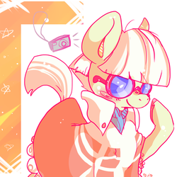 Size: 800x800 | Tagged: dead source, safe, artist:clockworkquartet, picture frame (g4), earth pony, pony, g4, camera, female, glasses, mare, solo