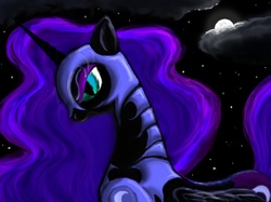 Size: 1890x1417 | Tagged: safe, artist:rsvpixie, nightmare moon, alicorn, pony, g4, female, mare, moon, night, photoshop elements, profile, solo