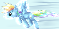 Size: 800x386 | Tagged: source needed, safe, artist:scenedo, rainbow dash, pegasus, pony, g4, 911th post, female, flying, funny post id, funny tower day number post, get, index get, mare, solo, spread wings, wings