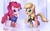 Size: 1300x800 | Tagged: safe, artist:solar-slash, applejack, pinkie pie, earth pony, pony, g4, clothes, duo, female, happy, mare, photoshop, raised hoof, smiling