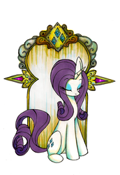 Size: 800x1160 | Tagged: safe, artist:foxinshadow, rarity, pony, unicorn, g4, eyes closed, female, mare, mirror, simple background, sitting, solo