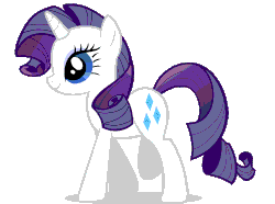 Size: 1276x948 | Tagged: source needed, safe, rarity, pony, unicorn, g4, animated, cutie mark, female, gif, simple background, smiling, solo, transparent background, walk cycle, walking