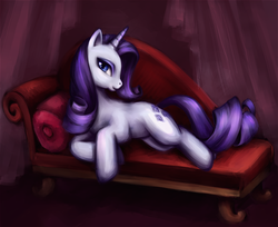 Size: 1863x1519 | Tagged: dead source, safe, artist:nyarmarr, rarity, pony, unicorn, g4, fainting couch, female, mare, on side, solo