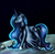 Size: 889x876 | Tagged: dead source, safe, artist:nyarmarr, princess luna, alicorn, pony, g4, banishment, female, hoof shoes, mare, moon, solo, space, stars, wings down
