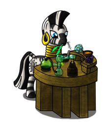 Size: 2032x2244 | Tagged: dead source, safe, artist:silentbutbeardly, zecora, pony, zebra, g4, alchemy, charus egg, crossover, female, high res, mare, nirnroot, photoshop, simple background, skyrim, solo, the elder scrolls, transparent background