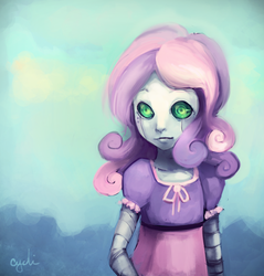 Size: 760x795 | Tagged: safe, artist:fanart-freak, artist:sylladexter, sweetie belle, gynoid, human, robot, friendship is witchcraft, g4, adobe imageready, female, humanized, solo, sweetie bot